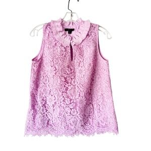 J.Crew Lace Top Women XS Lilac Romantic, Feminine Ruffle Collar Sleeveless